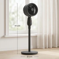 HOMCOM Pedestal Fan, Powerful Air Circulator, 36 Inch Floor Standing Fan with 3 Speed Settings, 70° Oscillating for Bedroom, Home and Office, Black(m-3)