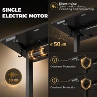 HOMCOM Standing Desk Memory Control Height Adjustable Desk 2 Cable Holes LED Display Sit Stand Desk Black(m-7)