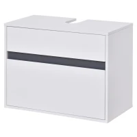 HOMCOM Mobiletto Sottolavabo e Copricolonna per il Bagno, in Legno Bianco con 2 Cassetti e Taglio a U, 67 x 36 x 52cm(m-1)