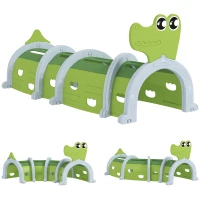 AIYAPLAY Krokodil Spieltunnel, flexible Form, robust, für Kinder 3-6 Jahre, 194 x 88 x 92 cm, Grün(m-1)