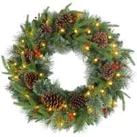 HOMCOM 60" Cone and Berry Christmas Wreath, with LED Lights(m-11)