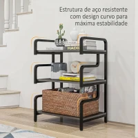 HOMCOM Suporte para Impressora de 3 Níveis com Estrutura em Aço, Estante de Arrumação para Escritório e Casa, 55x40x77 cm, Preto(m-5)