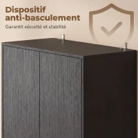 HOMCOM Buffet Haut Cuisine, Armoire de Cuisine, 4 Portes à Fermeture Douce, 2 Compartiments Ouverts et Étagères Réglables, Noir(m-7)