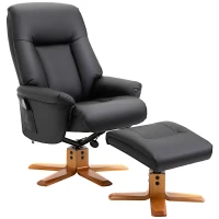 HOMCOM Electric Massage Recliner Chair with Ottoman, Faux Leather Swivel Recliner with Remote Control and 5 Modes for Living Room, Black(m-1)