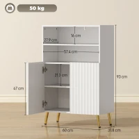 HOMCOM Dulap de baie modern cu 2 rafturi deschise și dulap cu uși amortizate, 60x31,8x93 cm, alb(m-3)