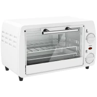 HOMCOM Horno Eléctrico Sobremesa 10L  750W Horno Eléctrico Pequeño Temperatura 230 ℃ y Temporizador 36,5x26x22 cm Blanco(m-1)