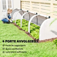 Outsunny Serra a Tunnel in Acciaio e Plastica Impermeabile Anti UV con 4 Porte, 395x100x80 cm, Bianco(m-6)