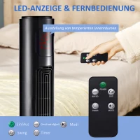 HOMCOM 70° oszillierender Turmventilator mit Fernbedienung 3 Modi 3 Geschwindigkeiten Timer 32 x 32 x 96 cm Schwarz(m-6)