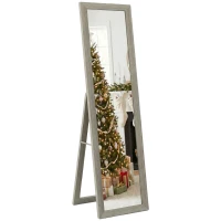 HOMCOM Full Length Mirror, 37 x 157 cm, Hanging or Freestanding, Rectangular Glass Full Body Mirror with Frame for Living Room, Bedroom, Cloakroom, Grey(m-1)