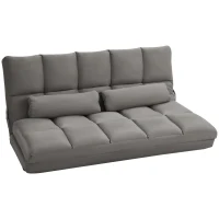 HOMCOM, Divan de Podea 2 în 1, cu Spătar Reglabil în 7 Niveluri și Perne, 130x73x60 cm, Gri Carbone(m-11)