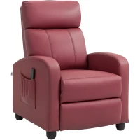 HOMCOM Sillón de Masaje Reclinable con Mando a Distancia Bolsillo Lateral y Temporizador Tapizado en PU 68x88x98cm Rojo Burdeos(m-1)