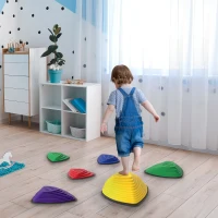 AIYAPLAY 6er-Set Trittsteine, rutschfestes Design, für drinnen & draußen, stapelbar, Bunt(m-2)