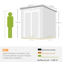 Outsunny Abri de Jardin en Résine Cabanon de Rangement Double Porte 3 Fenêtres et 2 Aérations Anti-UV avec Plancher 3,3 m² Gris(m-3)