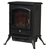 HOMCOM Chimenea Decorativa con Efecto de Llama Termostato y Protección contra Sobrecalentamiento 45x28x54 cm Negro(m-12)