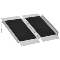HOMCOM Rampe de fauteuil roulant pliable en alliage d'aluminium antidérapante, avec poignées, charge max. 272 kg, noir(m-11)