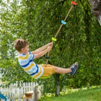 HOMCOM Kids Climbing Rope Tree Swing Disc Swing Seat Outdoor Playground Backyard Hanging Rope Playset for 3-12 Years(m-2)