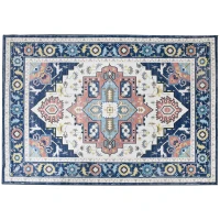 HOMCOM Vintage Area Rugs, Faux Rabbit Fur Large Carpet for Living Room, Bedroom, Dining Room, 160 x 230 cm, Blue(m-11)