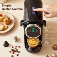 HOMCOM Pod Coffee Machine for Nespresso, Dolce Gusto Capsule & Ground Coffee, Small Semi Automatic Coffee Maker, 19 Bar, 0.6L(m-6)