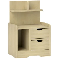HOMCOM Nachttisch mit 2 Schubladen, offener Ablage, 40x30x60 cm, Holzdekor(m-1)