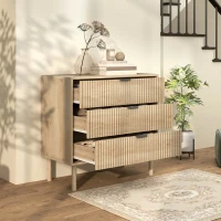 Comodă HOMCOM cu 3 Sertare din Lemn pentru Dormitor și Hol, Stil Nordic, 80x40x77.5 cm, Stejar(m-7)
