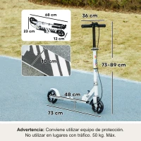 AIYAPLAY Patinete Plegable para Niños de 3-8 Años de 2 Ruedas con Luces Manillar de 4 Altura Ajustable Doble Frenos Blanco(m-3)