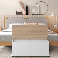 HOMCOM Arcón de Almacenamiento con Tapa Carga Máx. 120 kg para Dormitorio Salón 100x40x40 cm Natural y Blanco(m-7)