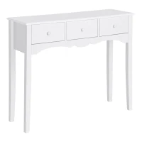 HOMCOM Masă Consolă Modernă de Intrare din MDF cu 3 Sertare, 100x32x85 cm, Alb(m-1)