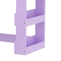 AIYAPLAY Kids Vanity Table and Chair Set, Kids Vanity Table with 2-Colour LED Mirror, Stool, Cabinet, Drawer, Shelves, Purple(m-12)