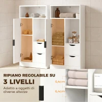 HOMCOM Mobile Bagno Slim con Cassetti e Ripiani Aperti, 50x25x100 cm, Bianco(m-5)