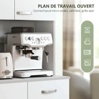 HOMCOM Buffet de cuisine armoire de cuisine contemporaine multi-rangements 6 portes 1 tiroir + grand plateau dim. 101L x 39l x 180H cm panneaux particules blanc gris(m-6)
