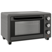 HOMCOM Minibackofen, 21 L Toasterofen mit 1 Drahtgestell und 1 Backblech, 3 Kochmodi, 100 °C-230 °C, Edelstahl, Glas, Grau