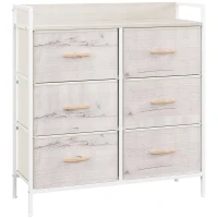 HOMCOM Rustic Chest of Six Fabric Drawers - Natural(m-1)