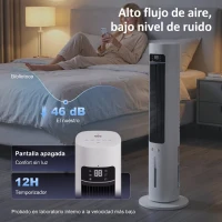 HOMCOM Climatizador Evaporativo 3 en 1 con Depósito de 3 L Oscilación 48° 3 Velocidades 3 Modos Temporizador 12h Blanco(m-7)