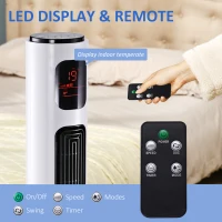 HOMCOM 38'' Freestanding Tower Fan, 3 Speed 3 Mode, 12h Timer, 70 Degree Oscillation, LED Panel, 5M Remote Controller, White(m-6)