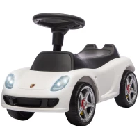 AIYAPLAY Correpasillos para Bebés de 18-36 Meses Licencia de Porsche con 2 Faros Bocina Sonido de Arranque 63x28,5x38 cm Blanco(m-11)