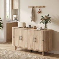 HOMCOM Buffet salon, meuble de rangement ovale avec 6 portes et 2 étagères réglables, 147x40x76cm, chêne(m-9)