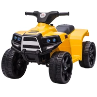 HOMCOM Quad Eléctrico para Niños 18-36 Meses Cuatrimoto Infantil a Batería 6V con Faros Bocina Velocidad 0-3 km/h Avance y Retroceso 65x40x43 cm Amarillo(m-11)