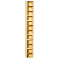 HOMCOM Bibliotecă Mobilă pentru CD-uri cu 12 Rafturi pentru 204 CD-uri, din MDF și PAL, 21x20x175 cm, culoare Lemn(m-11)