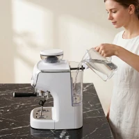 HOMCOM 15 Bar Coffee Machine, with Adjustable Grind, Steamer and Accessories - White(m-10)