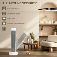 HOMCOM 2000W Ceramic Electric Heater with 3 Heat Settings, Timer - White(m-7)