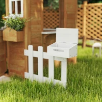 Outsunny Casita Infantil de Exterior a Partir de 3 Años Casa de Juegos de Madera con Buzón Banco 204x107x140 cm para Exterior Interior Color Madera Natural(m-4)