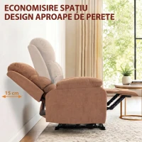 HOMCOM Fotoliu Reclinabil Manual cu Material cu Aspect de In, Suport pentru Picioare și Cotiere Căptușite, Maro Închis(m-6)