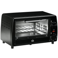 HOMCOM Fornetto Elettrico 10L da 750W con Temperatura Regolabile e Timer, 36.5x26x22 cm, Nero