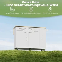 HOMCOM Fahrbare Kücheninsel, erweiterbare Oberfläche, Schranktüren, Schubladen, Handtuchhalter, Küchenwagen aus MDF, Weiß(m-9)
