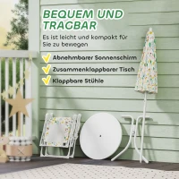 AIYAPLAY Kinder-Sitzecke, Klappstuhl-Sitz-Set mit Sonnenschirm, Buntes Muster, Weiß(m-6)