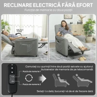 HOMCOM Fotoliu Reclinabil cu Încălzire, 8 Puncte de Masaj și 5 Moduri, din Tessuto Cinilă, Gri Închis(m-5)