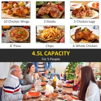 HOMCOM 4.5L Air Fryer, 1500W Air Fryer Oven with Rapid Air Circulation, Adjustable Temperature, Timer and Nonstick Basket for Oil Less or Low Fat Cooking, Black(m-6)