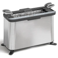 HOMCOM 3-in-1 Electric Mini Oven, Long Slot Toaster and Tabletop Grill, with LED Display, 60 Min Timer, Stainless Steel, 1700W(m-1)