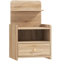 HOMCOM Beistelltisch, Nachttisch mit Stauraum, Spanplatte, kippsicher, modern, Naturholz