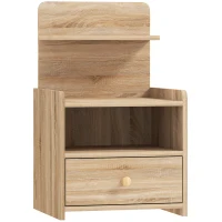 HOMCOM Beistelltisch, Nachttisch mit Stauraum, Spanplatte, kippsicher, modern, Naturholz(m-1)